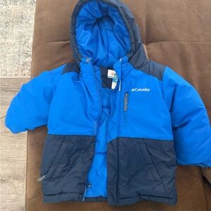 Columbia Blue and Black Hooded Jacket. 4T.